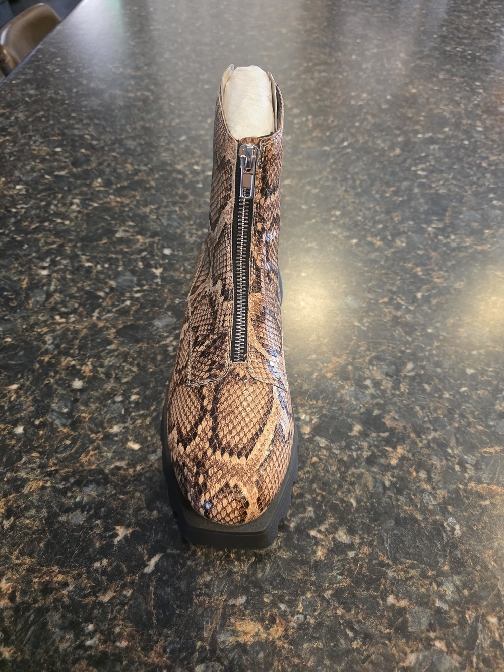 Katy Perry Collections Brown Snake-Print Front Zip Ankle Boot